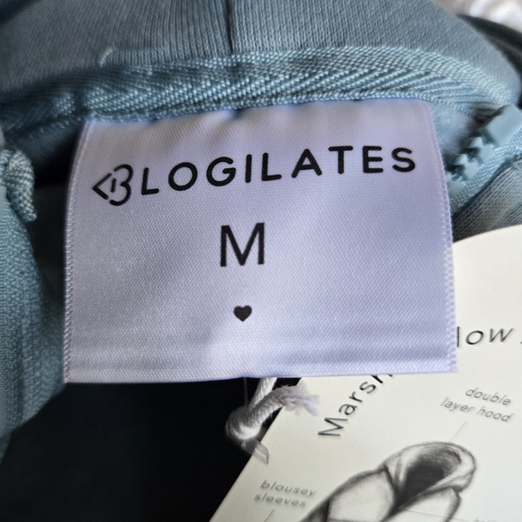 Blogilates Marshmallow Half Zip Hoodie Sweatshirt NWT Teal Blue - Picture 7 of 11